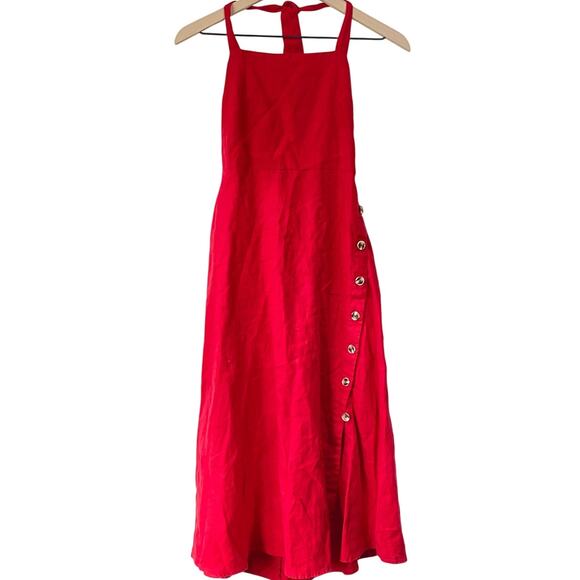 Reformation Mar Linen Dress Cherry - Picture 5 of 11